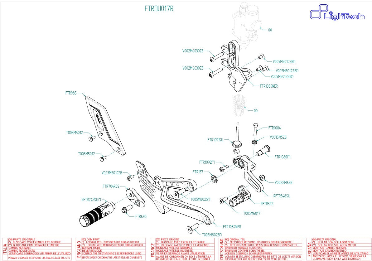 Fußrastenanlage R LighTech Ducati Panigale V4/S (2025) FTRDU017R