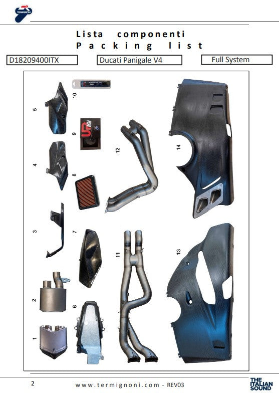 Termignoni Komplettanlage Titanium 4USCITE Ducati Panigale V4 R (19-24) D18209401TTX
