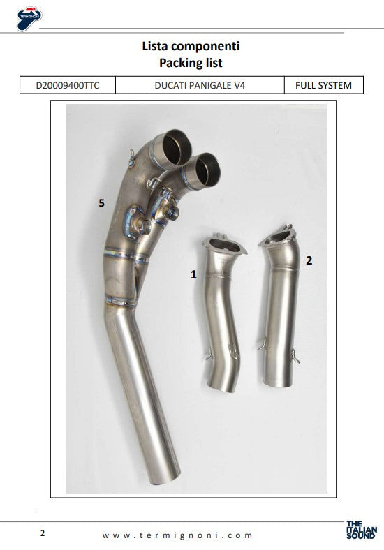 Termignoni Komplettanlage Titanium D200 RHT Ducati Panigale V4 R (19-24) D20009400TTC