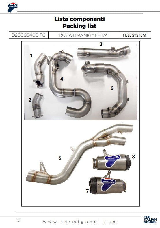 Termignoni Komplettanlage Edelstahl D200 RHT Ducati Panigale V4/S (18-24) D20009400ITC