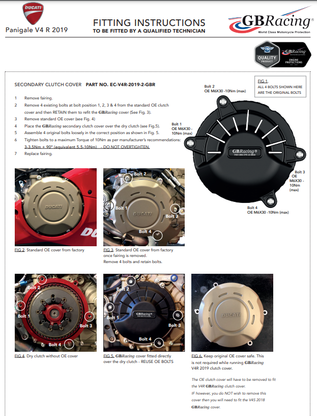 Motordeckel Protektoren Komplettset GBRacing Ducati Panigale V4 R (19-21)