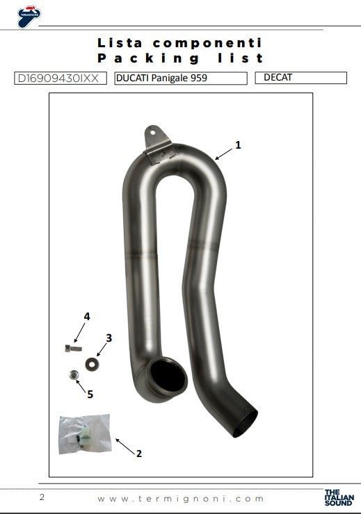 Termignoni Kat-Ersatzrohr Ducati Panigale 959 (16-19) D16909430IXX