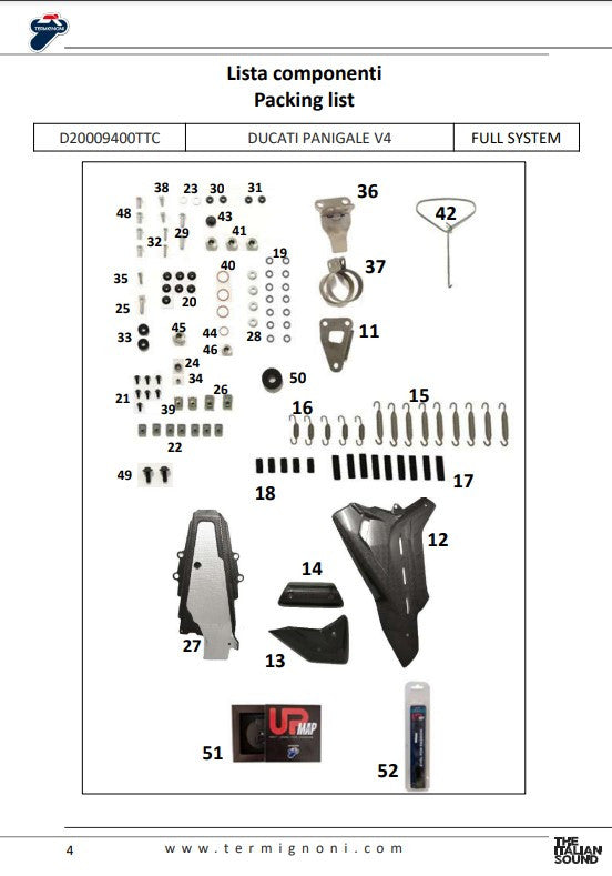 Termignoni Komplettanlage Titanium D200 RHT Ducati Panigale V4 R (19-24) D20009400TTC