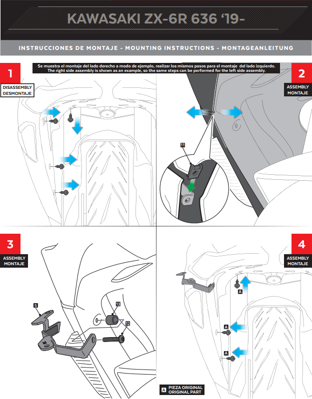 Puig Winglets Spoiler Downforce Kawasaki ZX-6R 636 (18-23) 3176