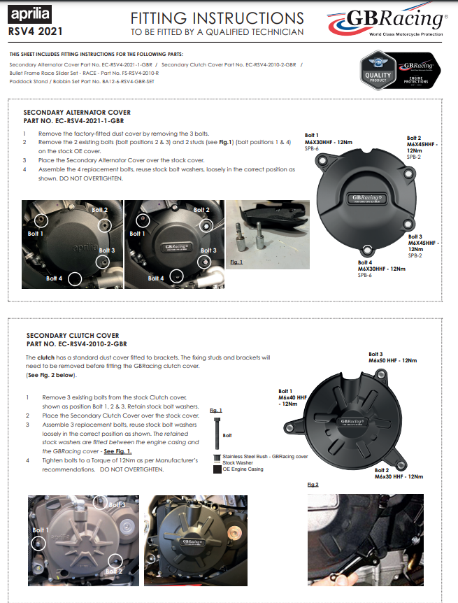 Lichtmachine protector beschermkap GBRacing Aprilia RSV4/RR/1100 Factory (21-24)