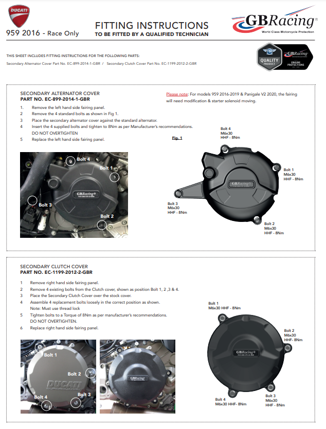 Lichtmaschinen Protektor Schutzabdeckung GBRacing Ducati Panigale 959 (16-19)