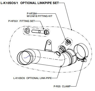 Akrapovic tussenpijp (roestvrij staal) Kawasaki ZX-10R (11-15) L-K10SO5/1