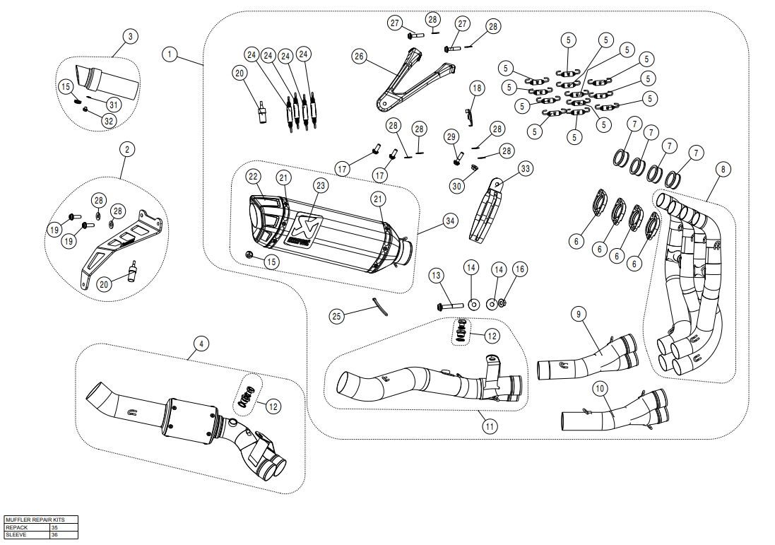 Akrapovic Racing Line (Edelstahl) Kawasaki ZX-10 R/RR (21-25) S-K10R10-RC