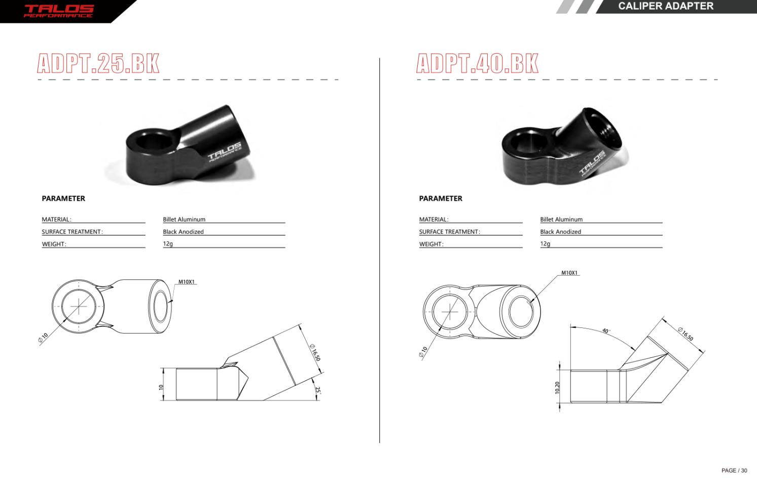 Talos V30 CNC Monoblock Remklauw Voor | V30.SI 